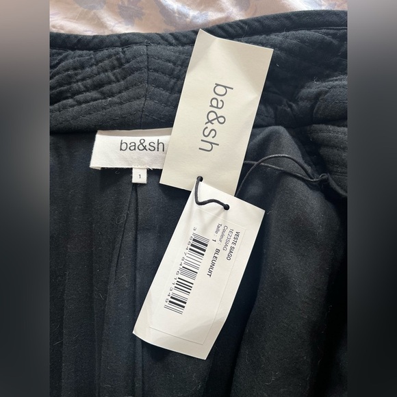 ba&sh Elegant Black Jacket Quilted With Crochet Detail French Size 1 - Picture 3 of 12